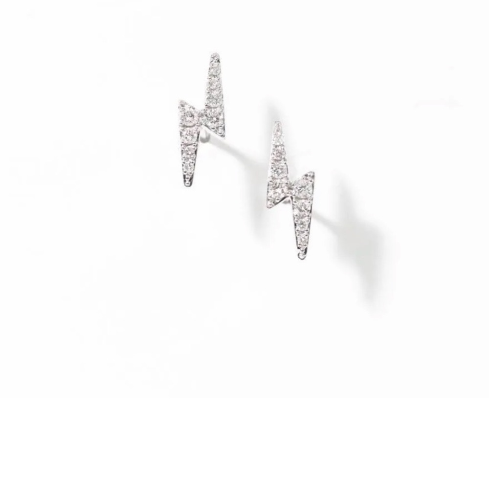 Lightning Bolt White Gold Diamond Earrings